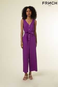 Frnch Purple V-neck Wide Leg Jumpsuit (D64482) | €62