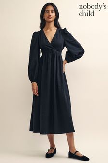 Nobody's Child Martha Wrap Black Midi Dress (D64513) | €44