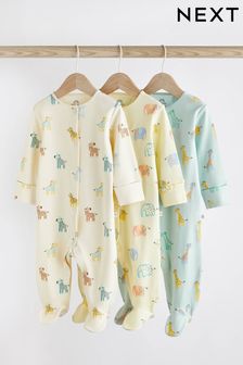 Cream Cotton Baby Sleepsuits 3 Pack (0-2yrs) (D64609) | $53 - $59