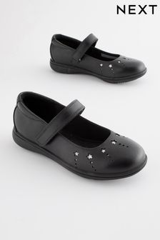 Black School Leather Star Mary Jane Shoes (D64672) | $63 - $81