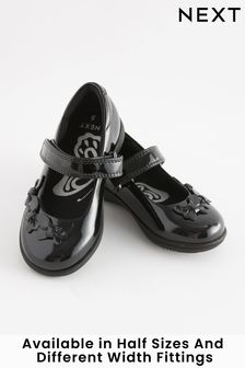 Black Patent Wide Fit (G) School Junior Butterfly Mary Jane Shoes (D65090) | ￥3,470 - ￥4,510