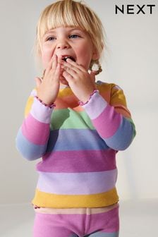 彩虹條紋 - 棉質羅紋長袖T恤 (3個月至7歲) (D65228) | NT$220 - NT$310