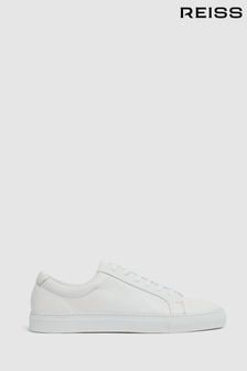 Reiss White Luca Tumbled Tumbled Leather Sneakers (D65235) | KRW355,500
