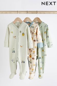 Mint Green Baby Sleepsuits 3 Pack (0-2yrs) (D65238) | ₪ 78 - ₪ 85