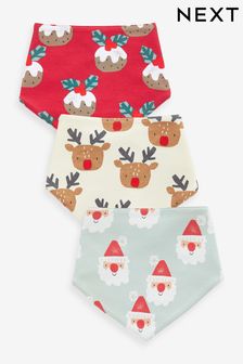 Red Christmas Character Baby Bibs 3 Pack (D65546) | kr101