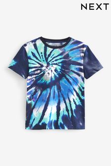 Navy Blue Tie Dye All-Over Print Short Sleeve T-Shirt (3-16yrs) (D65764) | $23 - $38