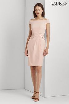 Lauren Ralph Lauren Pale Pink Off Shoulder Saran Evening Dress (D65786) | €143