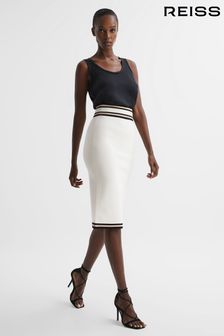 Reiss White/Pink Darla Knitted Colourblock Skirt (D65834) | €139