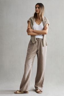 Nerc - Široke lanene hlače z zategovalno vrvico Reiss Cleo (D65839) | €128