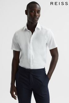 Белый - Приталенная хлопковая рубашка с атласным Blend Reiss Tristan (D65867) | €107