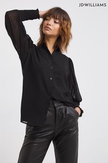 JD Williams Black Shirt With Extreme Shirred Cuff (D65946) | €17