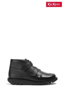 Kickers Black Youth Hi Velcro Leather Boots