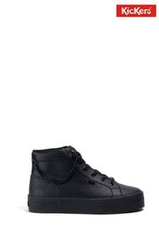 Kickers Black Youth Tovni Hi Stack Chain Leather Trainers (D65963) | AED377