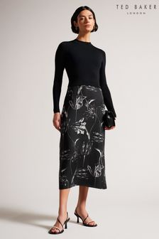 Ted Baker Alettaa Black Knit Bodice Slip Skirt Dress (D66218) | €122