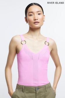 River Island Pink Rib Hardware Vest (D66258) | 60 zł