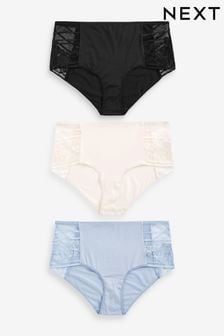Black/Cream/Blue Short Modal & Lace Knickers 3 Pack (D66545) | $28