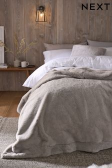 Grey Soft To Touch Faux Fur Throw
