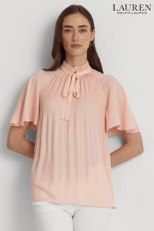 Lauren Ralph Lauren Pink Adar Tie Neck Blouse (D66683) | €93