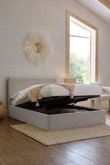 Soft Velvet Light Grey Harman Upholstered Ottoman Storage Bed Frame (D66913) | €775 - €900