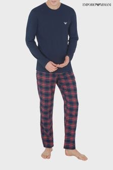 Granatowa piżama Armani Emporio w szkocką kratę (D66971) | 505 zł