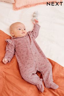 Blush Pink Velour Sleepsuit (0mths-3yrs) (D67014) | €11 - €14
