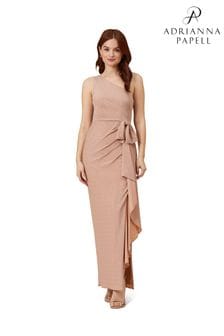 Adrianna Papell Brown Metallic Knit Cascade Gown (D67018) | DKK1,017