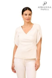 Adrianna Papell Crepe White Pearl Top (D67054) | €79