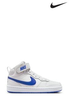 Nike White/Blue Youth Court Borough Mid Trainers (D67078) | kr688