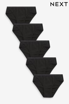 Black Elastic Bikini Briefs 5 Pack (2-16yrs) (D67462) | €10.50 - €14.50