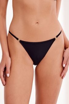 Black Tanga Ultimate Comfort Brushed Lace Trim Knickers (D67467) | ₪ 27