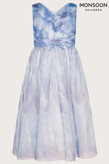 Monsoon Blue Cloud Print Glitter Maxi Dress (D67474) | €76 - €87