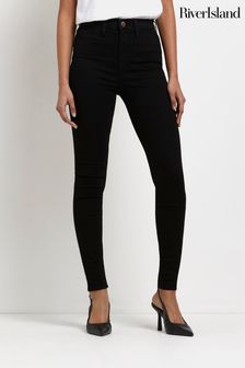River Island Tall Black Mid Rise Skinny Jeans (D67534) | $58