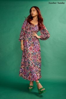 Another Sunday Milkmaid Midi Dress In A Floral Pink Print (D67596) | 92 €