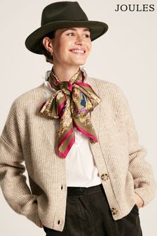 Joules Samantha Brown V Neck Ribbed Knit Buttoned Cardigan (D67655) | kr778