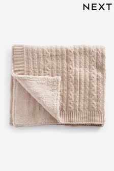 Neutral Mink Baby Knitted Blanket (D67668) | €25