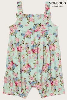 Monsoon Baby Green  Posey Floral Romper Playsuit (D67742) | R392 - R471