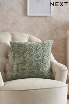 Sage Green Ruby Geo Faux Fur 43 x 43cm Cushion (D67876) | NT$480