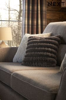 Charcoal Grey Coco Ruched Faux Fur 43 x 43cm Cushion (D67878) | 24 €