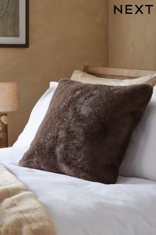 Brown Soft To Touch Plush Square Faux Fur Cushion (D67890) | 21 €