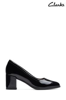 Clarks Black Standard Fit (F) Patent Freva 55 Court Shoes (D68087) | kr1,038
