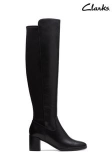Clarks Black Leather Freva 55 Stretch Boots (D68095) | €284