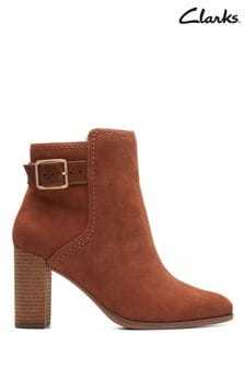 Clarks Brown Caramel Suede Freva85 Buckle Boots (D68099) | €61