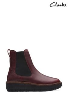 Clarks Red Leather Orianna Up Boots (D68141) | €81