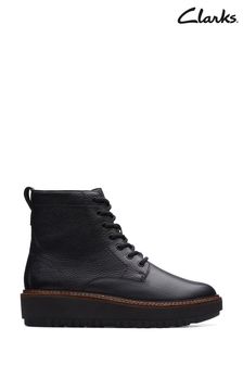 Clarks Black Leather Orianna Lace Boots (D68143) | €186