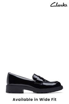 Clarks Black Patent Wide Fit (G) Orinoco Penny Loafer Shoes (D68146) | kr1,038