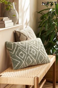 Sage Green Geometric Berber 50 x 30cm Cushion (D68175) | 85 zł