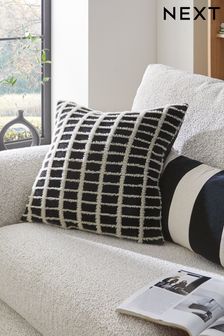 Black/Ecru Textured Grid Cushion (D68192) | ₪ 53