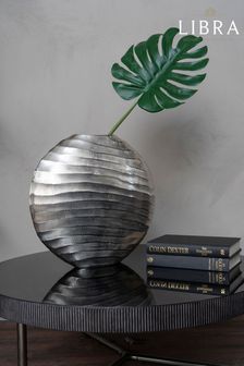 Libra Ripples große ellipsenförmige Aluminium Vase, Silberfarben (D68354) | 195 €
