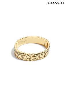 COACH Silver Tone Quilted C Hinged Bangle Bracelet (D68376) | €236
