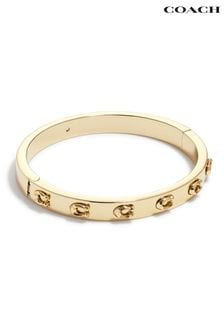 COACH Two Tone Signature C Hinged Bangle Bracelet (D68380) | 371 QAR